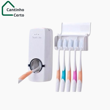 Dispenser aplicador de pasta de dente com porta escovas