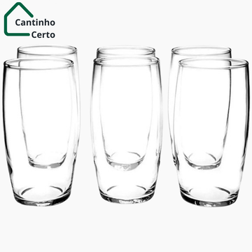 Jogo de Copos de Vidro 300ml 6 Peças Nadir