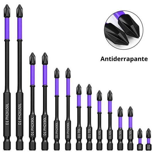 Conjunto de bits de chave de fenda antiderrapante de impacto magnético