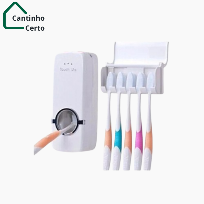 Dispenser aplicador de pasta de dente com porta escovas