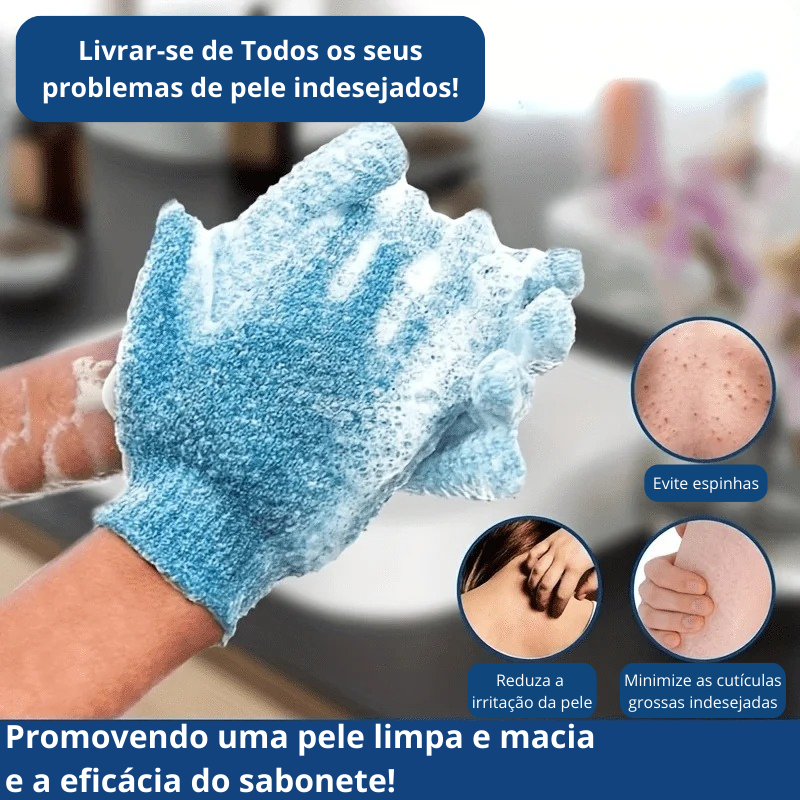 Luvas esfoliantes de banho coloridas