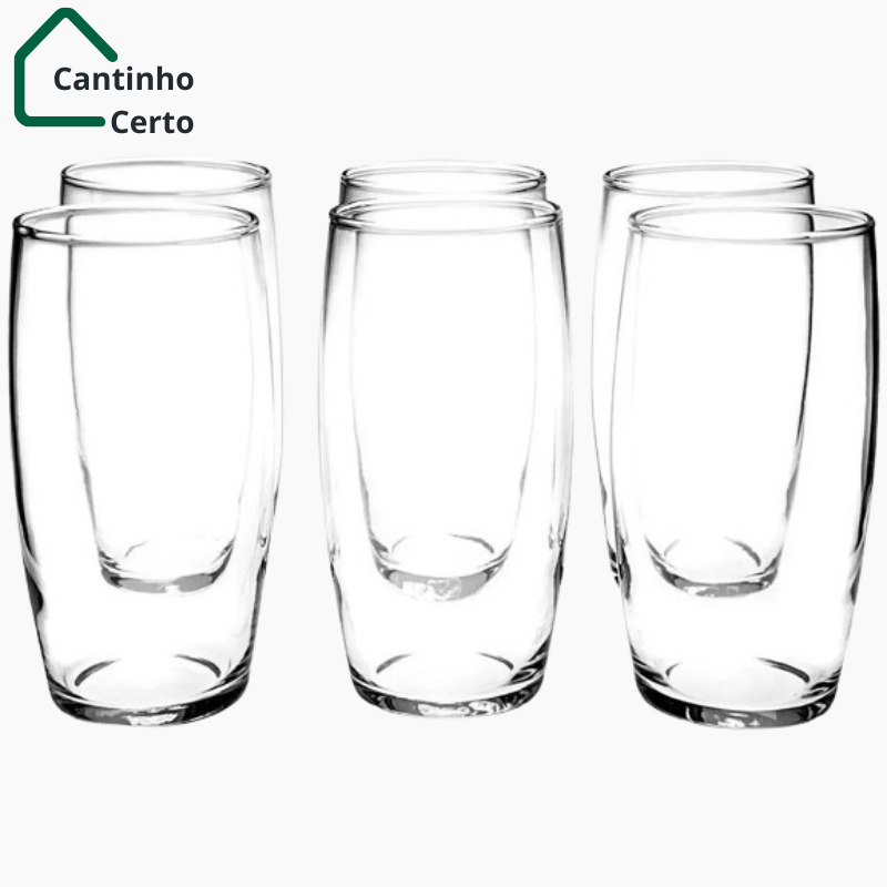Jogo de Copos de Vidro 300ml 6 Peças Nadir