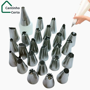 Kit com 26 Bicos para Confeitaria