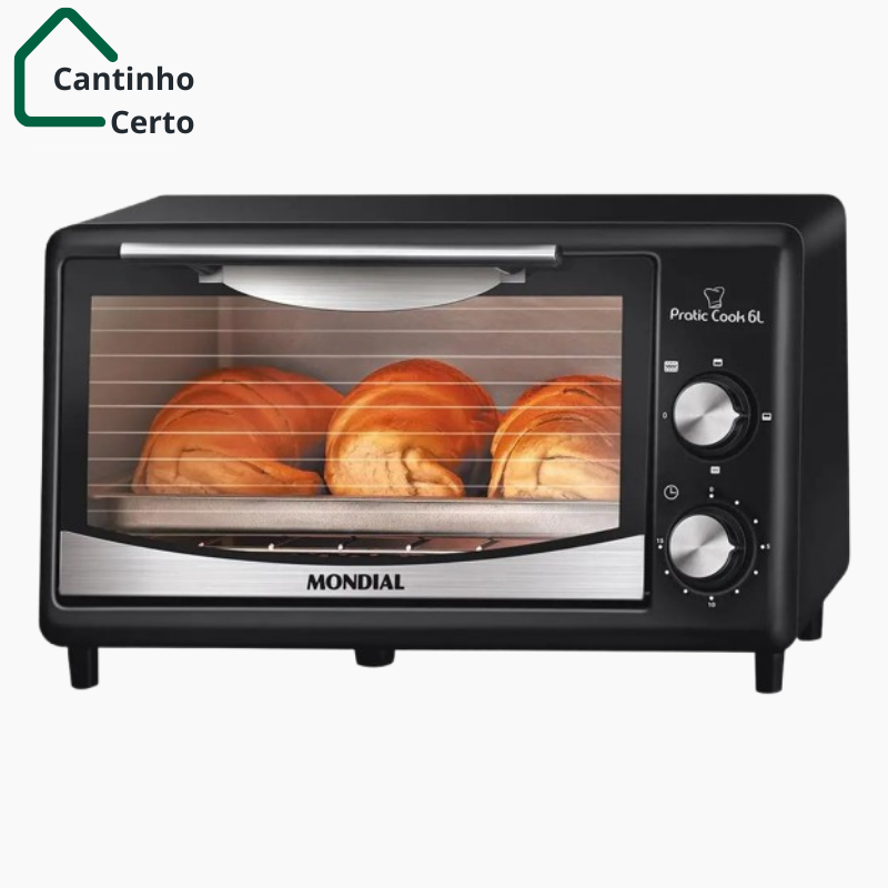 Forno Elétrico de Bancada Mondial com Timer 6L Preto - 110V