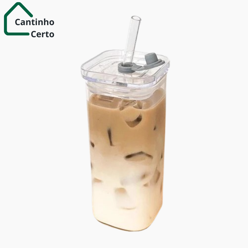 Copo com Canudo de Vidro ECO