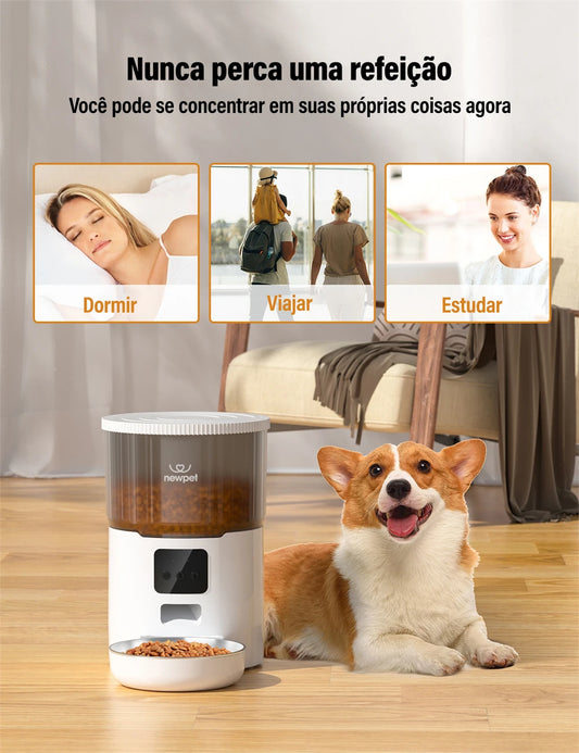 Comedouro para PET com dispensador inteligente de ração da Newpet