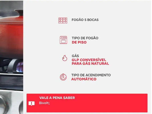 Fogão Ágata 5 Bocas da Esmaltec