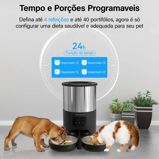 Comedouro automático para PET com dispensador inteligente de ração da Newpet