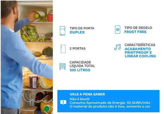 Geladeira/Refrigerador LG Frost 395L Duplex - 220V