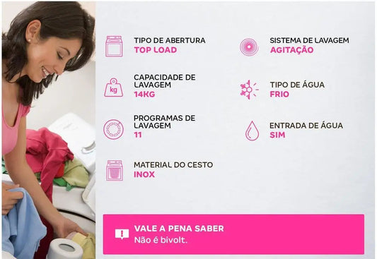 Lavadora de Roupas Electrolux LED14 Essential Care 14Kg