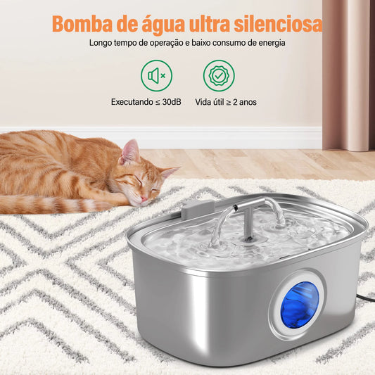 Bebedouro Fonte para PET com 2 saídas em aço inoxidável de 3,2 litros da Newpet